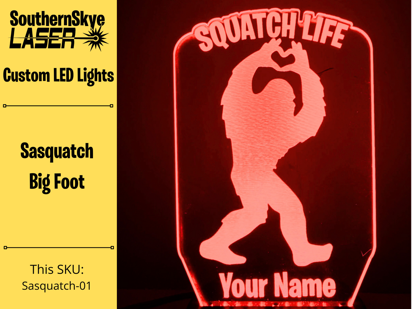 Sasquatch, Squatch Life, Big Foot LED Light, Night Light, Desk Light Personalized Gift