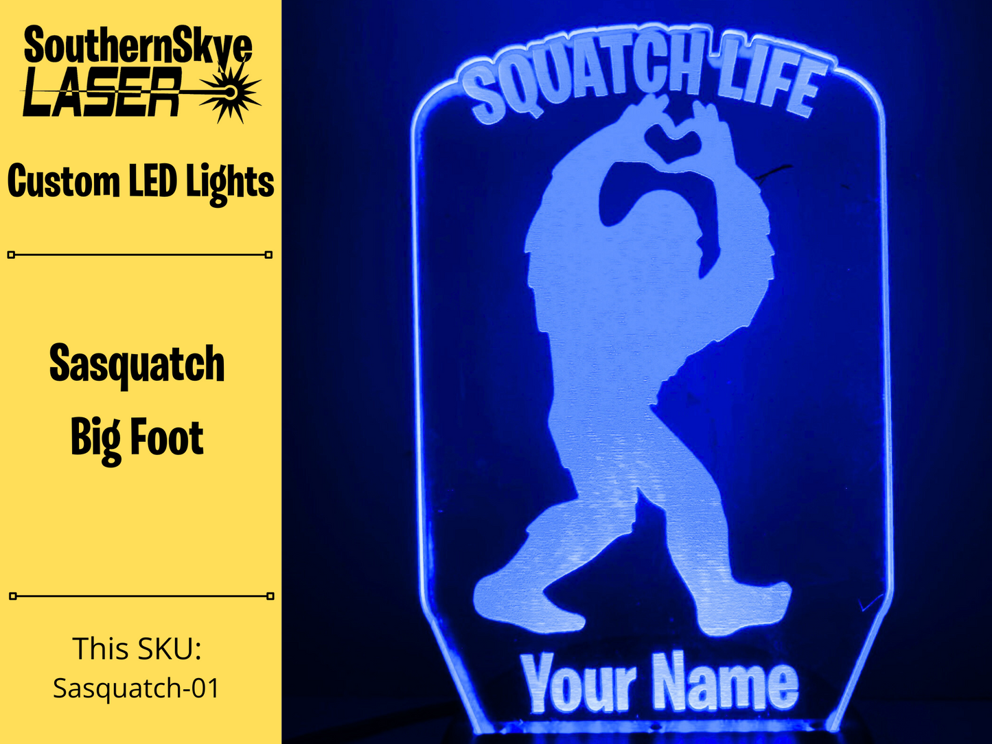 Sasquatch, Squatch Life, Big Foot LED Light, Night Light, Desk Light Personalized Gift