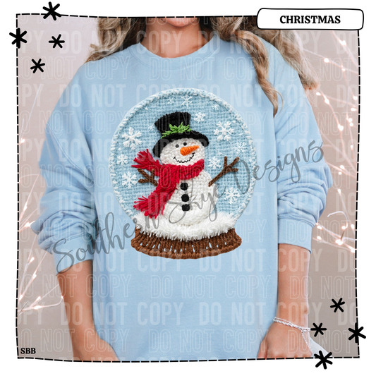 Snowman Snow Globe Faux Yarn