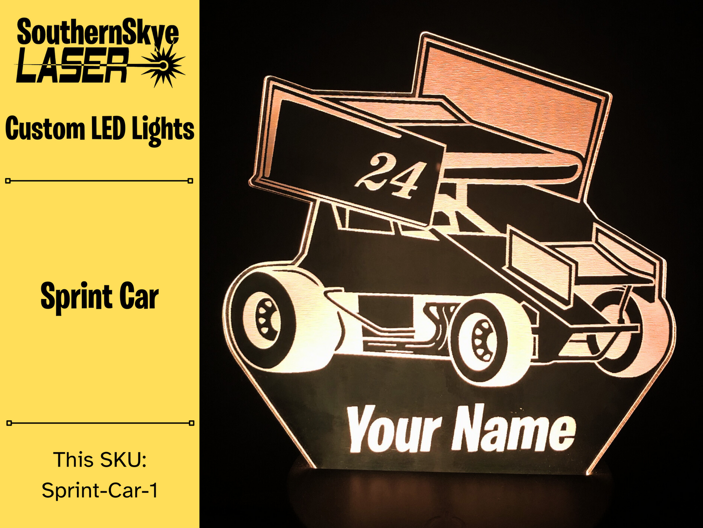 Sprint Car, Racing LED Light, Night light, Desk Light, Personalized Gift, Trophy, Award