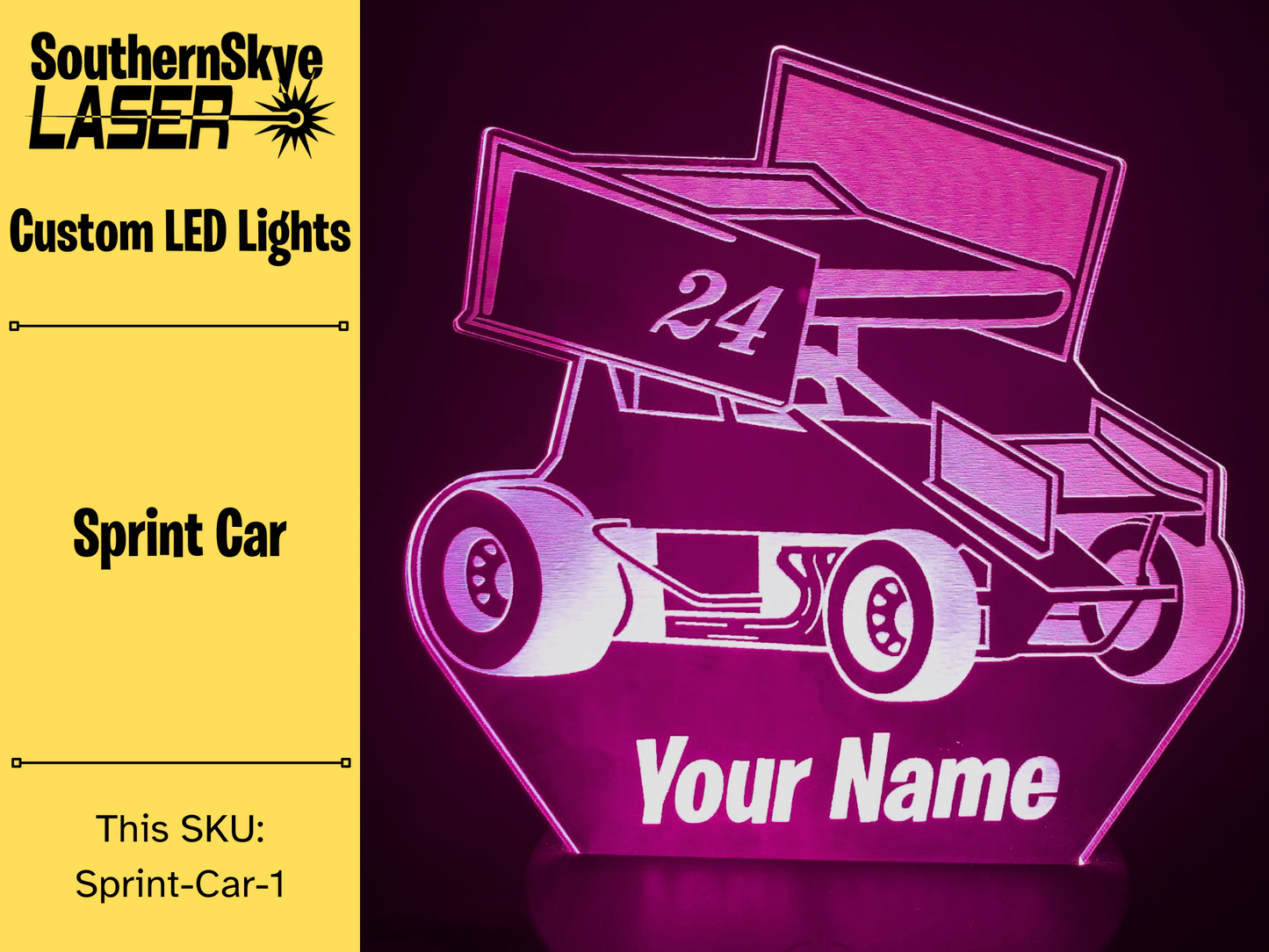 Sprint Car, Racing LED Light, Night light, Desk Light, Personalized Gift, Trophy, Award