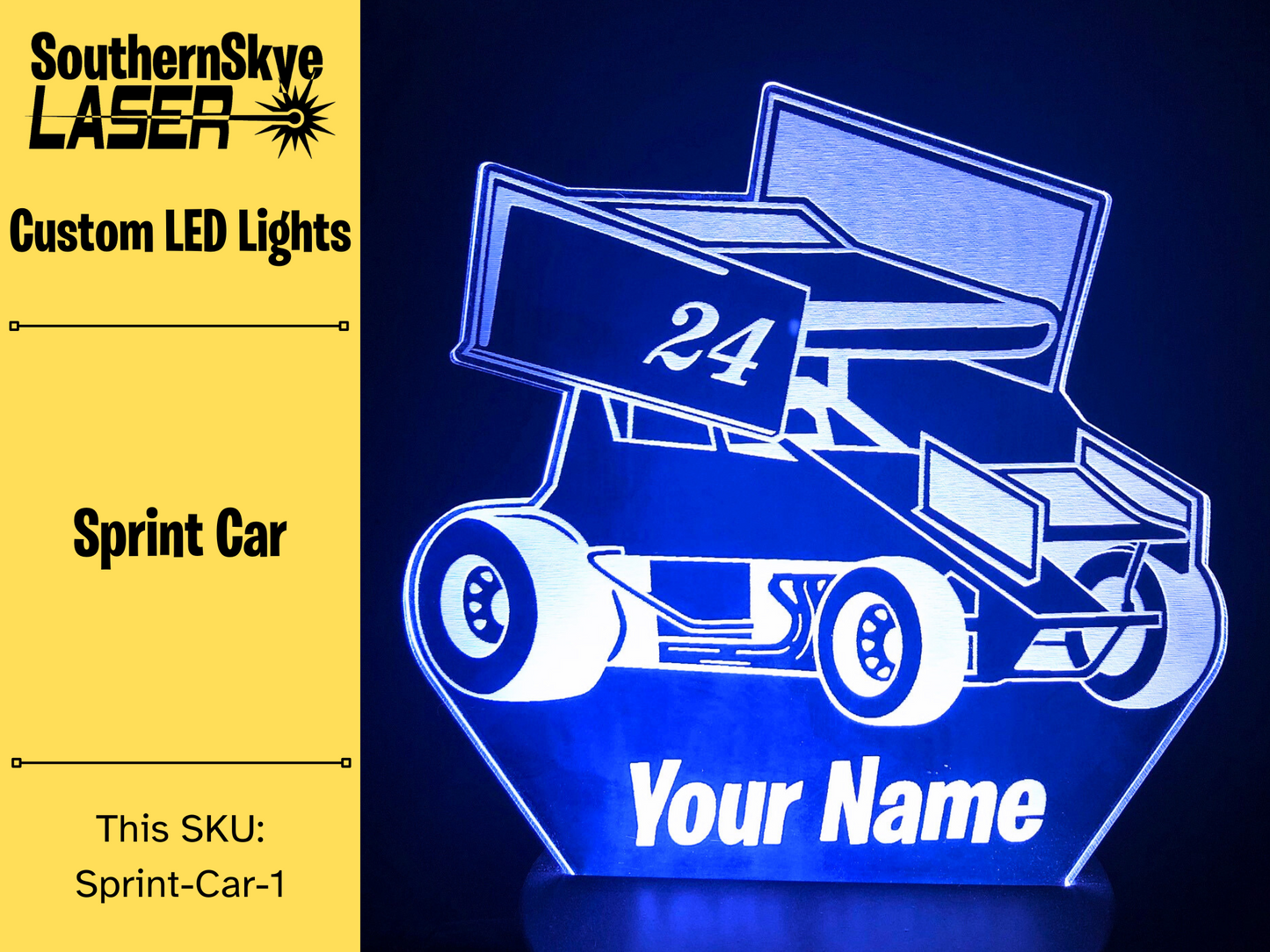 Sprint Car, Racing LED Light, Night light, Desk Light, Personalized Gift, Trophy, Award