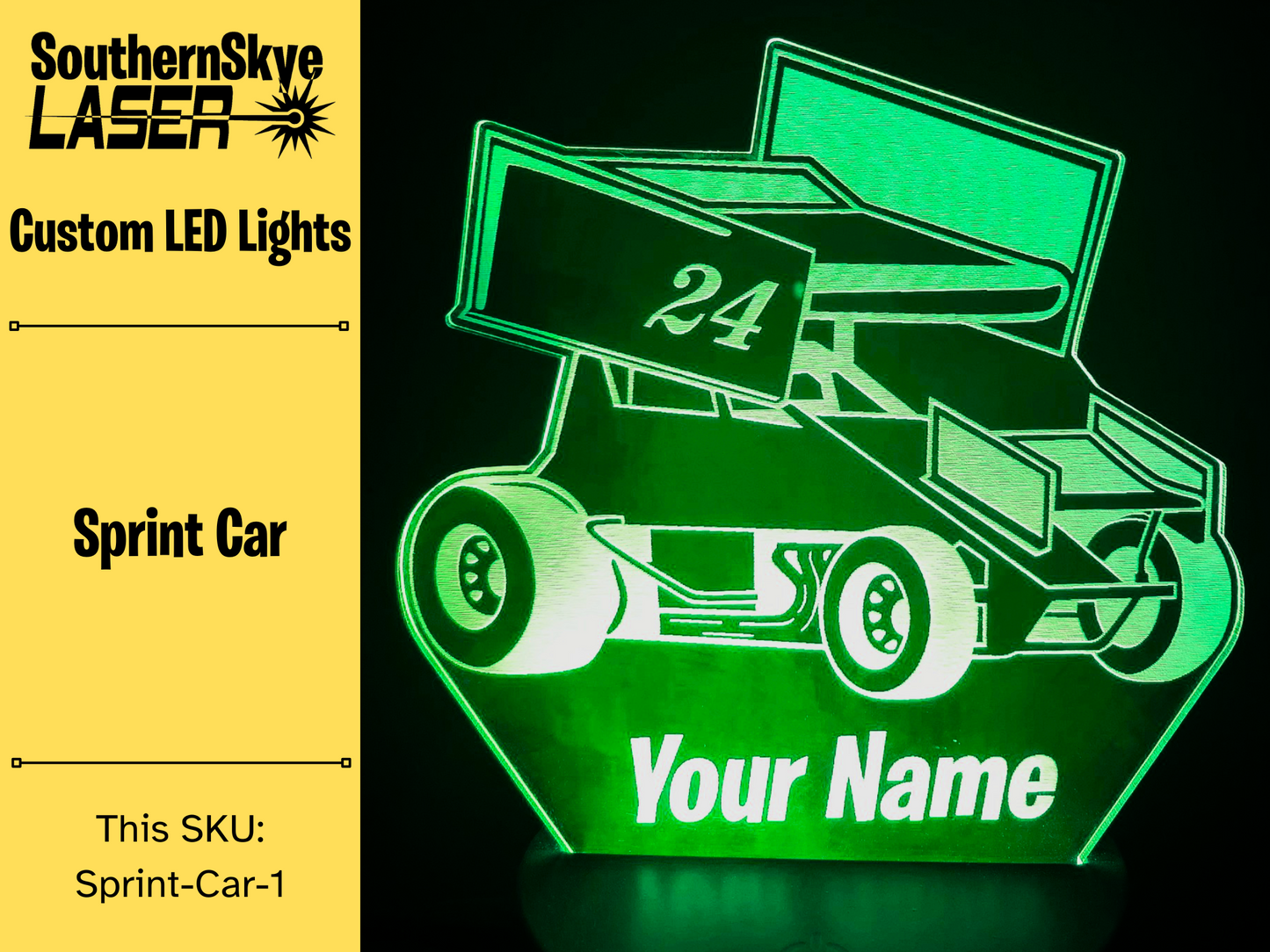 Sprint Car, Racing LED Light, Night light, Desk Light, Personalized Gift, Trophy, Award