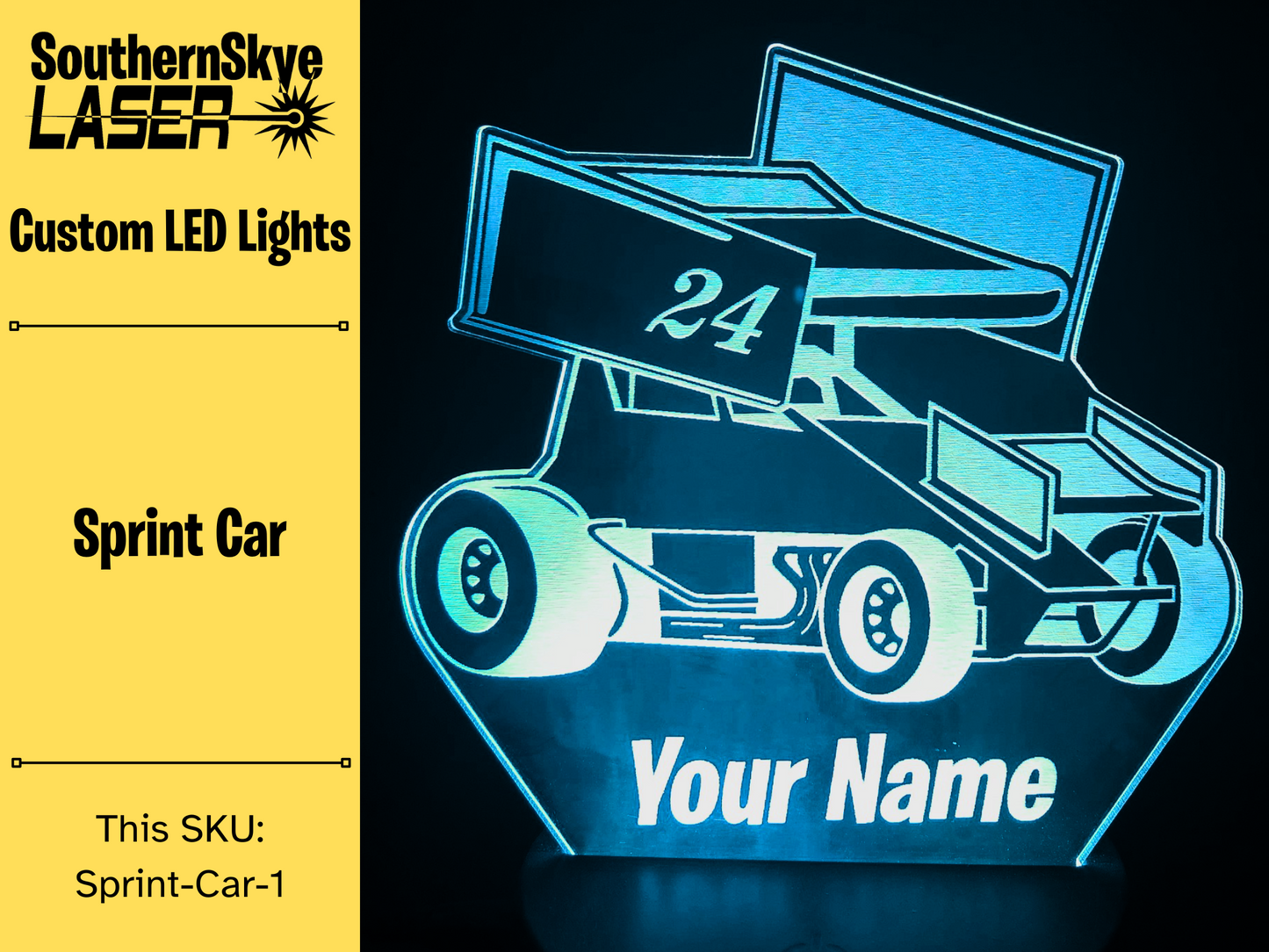 Sprint Car, Racing LED Light, Night light, Desk Light, Personalized Gift, Trophy, Award