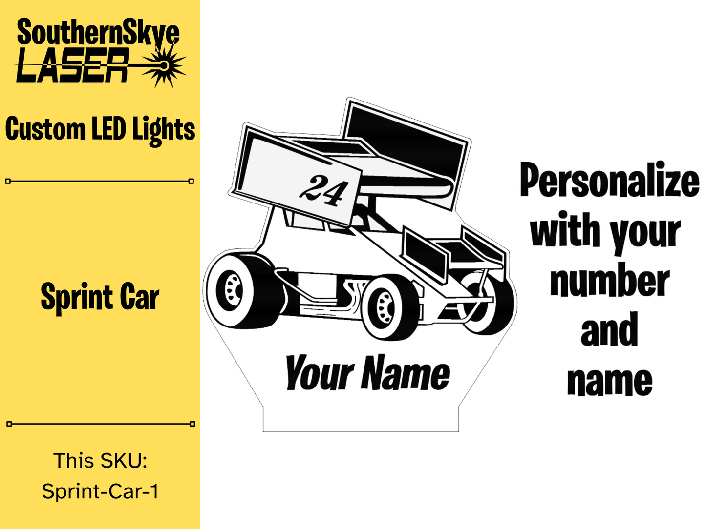 Sprint Car, Racing LED Light, Night light, Desk Light, Personalized Gift, Trophy, Award