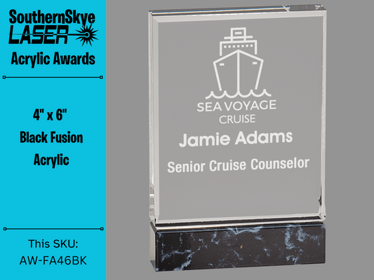 4" x 6" Black Fusion Acrylic Trophy, Award