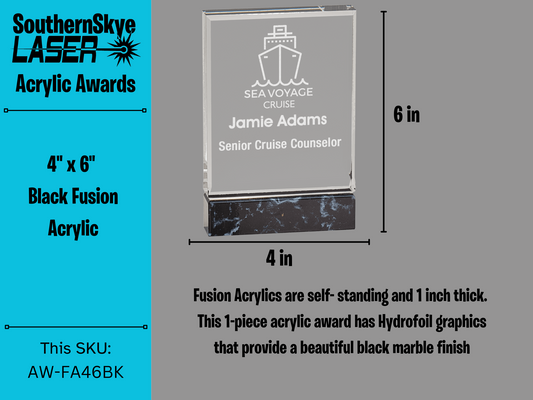 4" x 6" Black Fusion Acrylic Trophy, Award