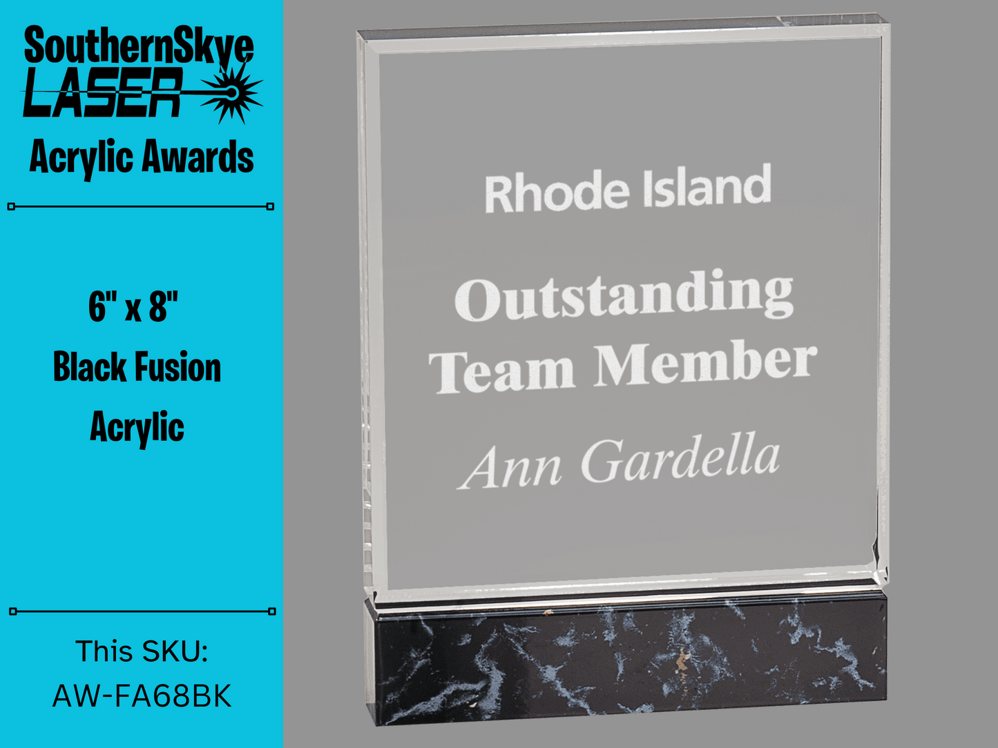 6" x 8" Black Fusion Acrylic Trophy, Award