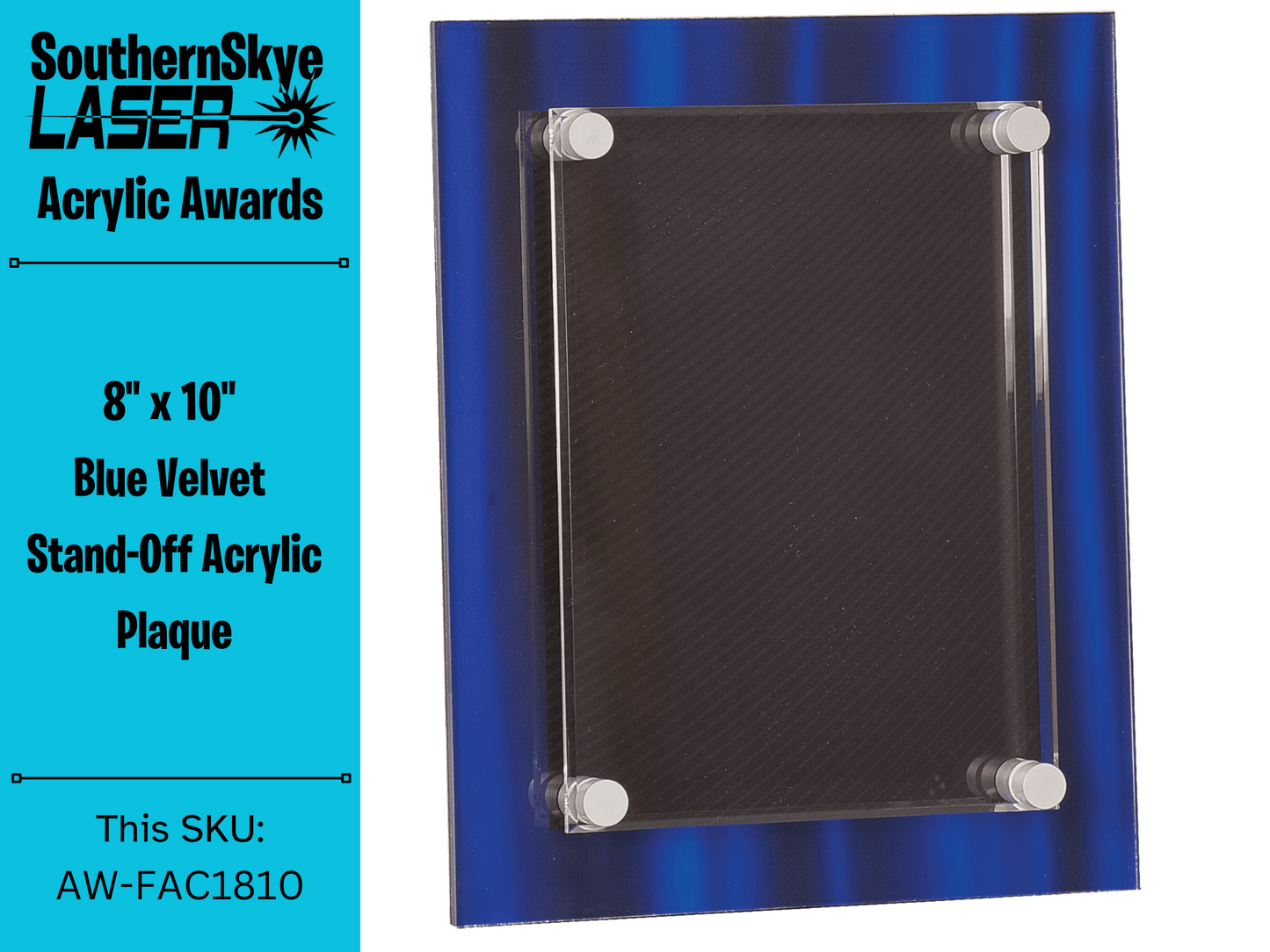 8" x 10" Blue Velvet Stand-Off Acrylic Plaque