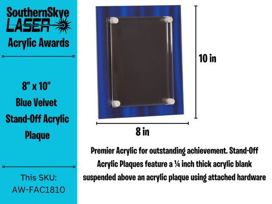 8" x 10" Blue Velvet Stand-Off Acrylic Plaque