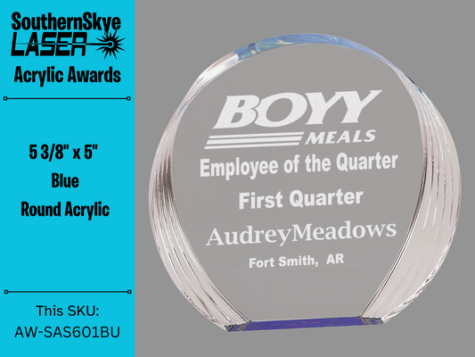 5 3/8" x 5" Blue Round Acrylic Award, Trophy