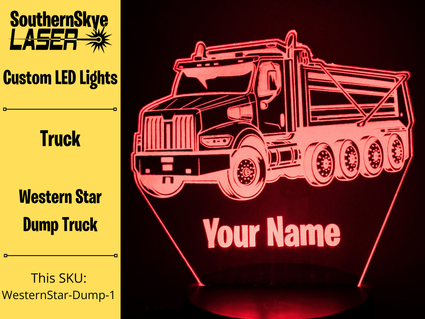 Dump Truck LED Light, Night Light, Desk Light, Personalized Gift, Truck Driver Gift