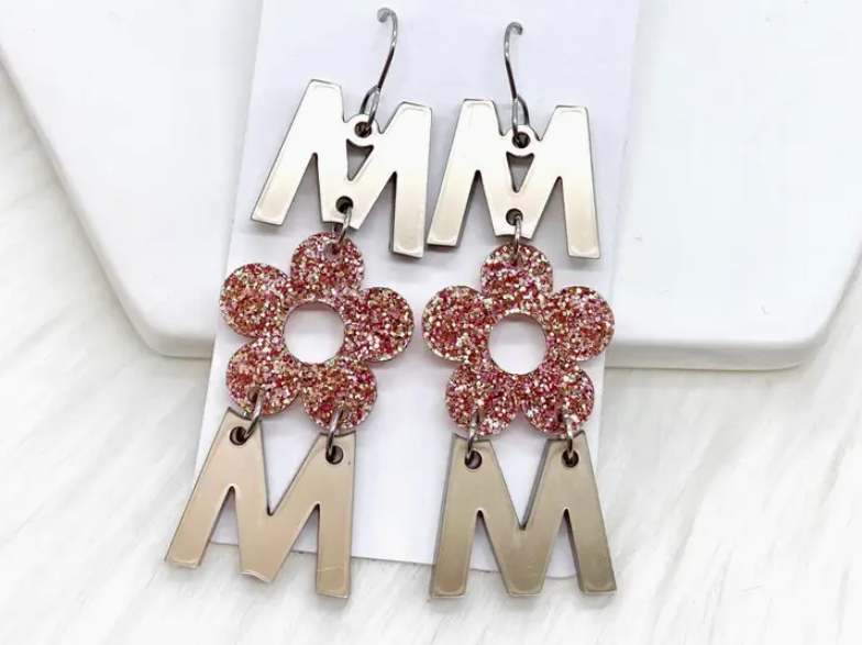 Rosy Mom Acrylic Earrings
