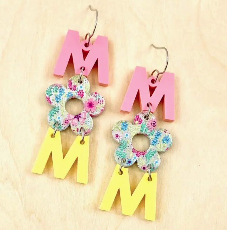 Spring Floral Mom Acrylic Earrings