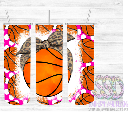 Basketball With Leopard Bow Tumbler