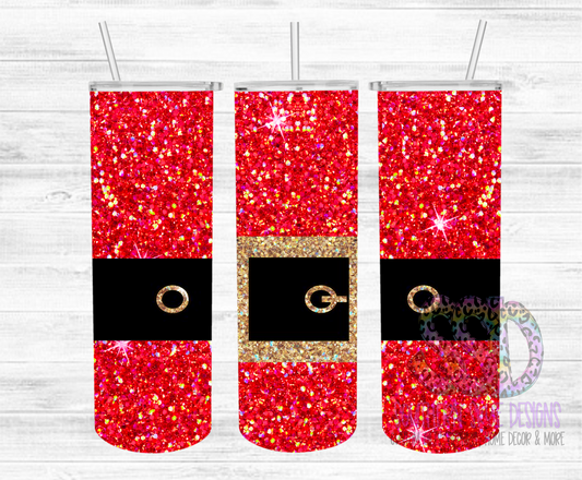 Santa's Belt Glitter Tumbler