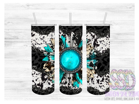 Turquoise Flower Leopard Tumbler