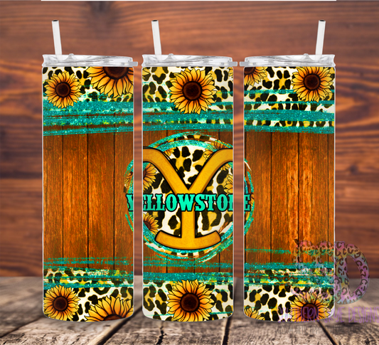 Turquoise Sunflower Y Tumbler